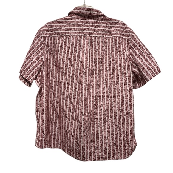 Goodfellow & Co Red Hawaiian Inspired Stripe Poplin Short Sleeve Button Up Shirt - Picture 5 of 10